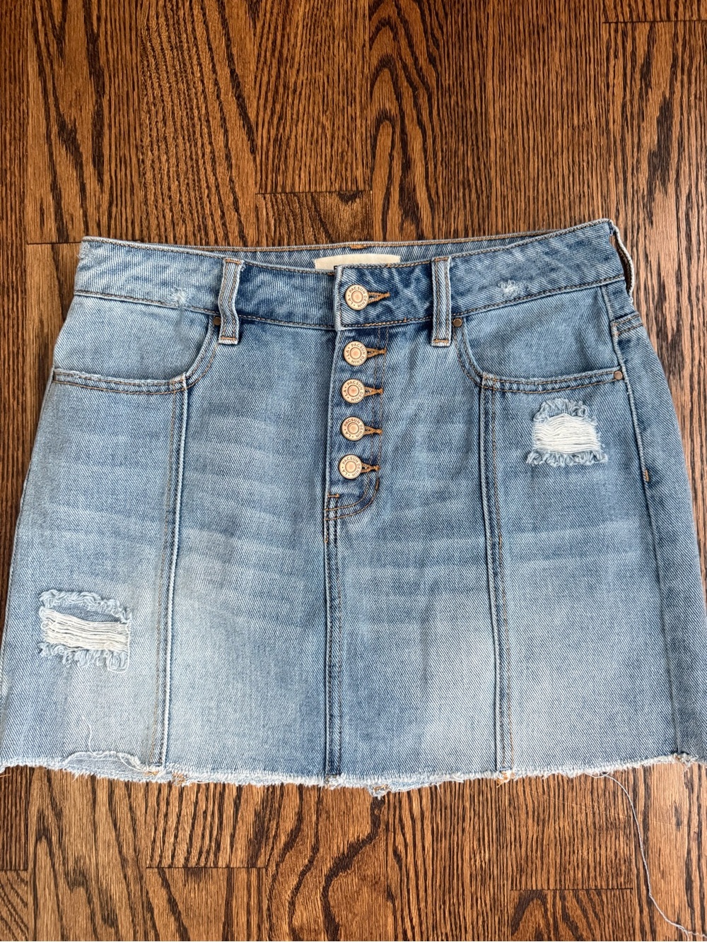 Pacsun light wash Buttonfly denim jean skirt 26 S